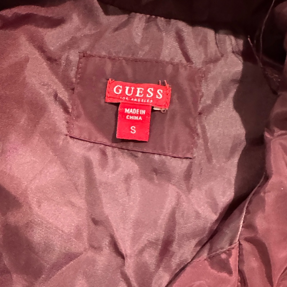 Guess Maroon and Black Color Block Bomber Jacket Wind breaker - Picture 4 of 6